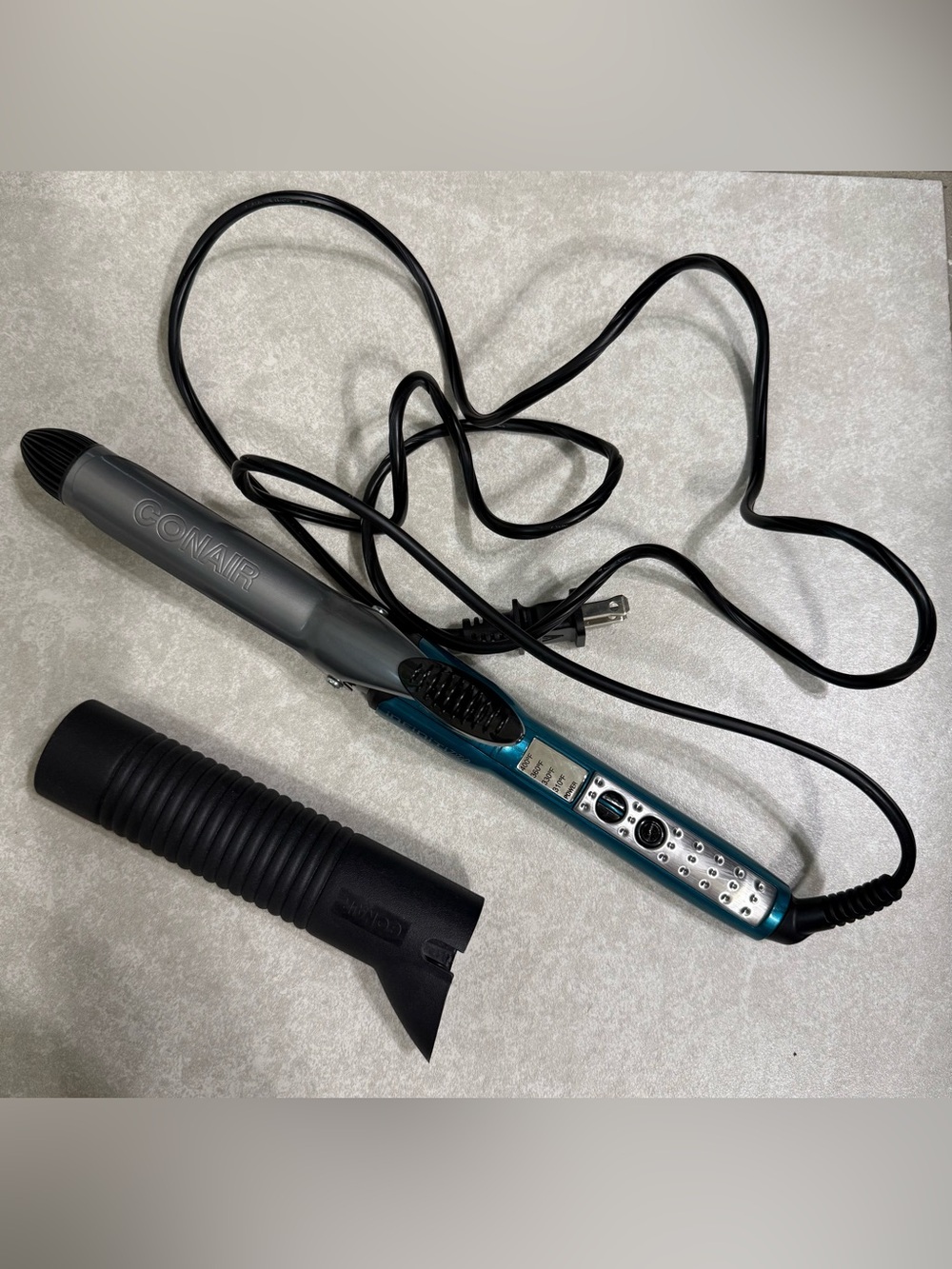 Conair Teal and Gray Hair Curling Wand with Digital Display